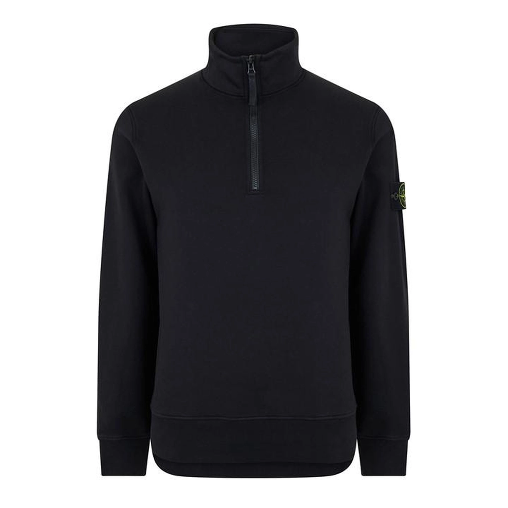 Stone Island 63420 Brushed Organic Cotton half zip Fleece - Black